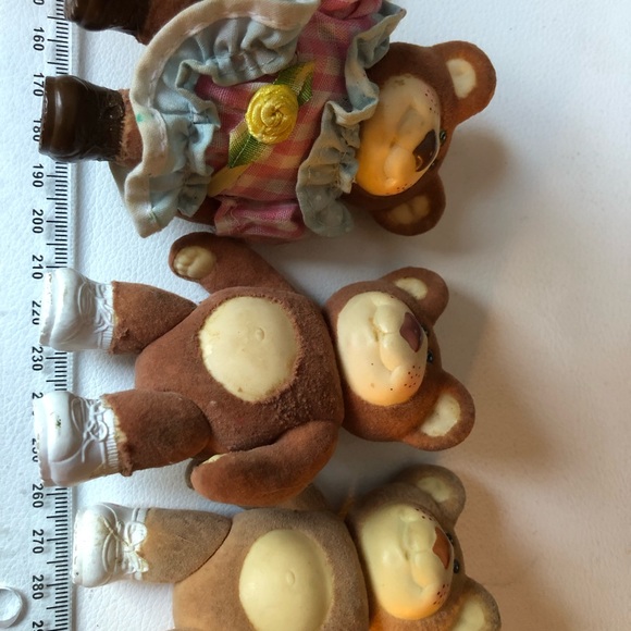 Vintage Furskin Bears Lot of 3 Flocked Bears 1980s, 4” - Picture 2 of 13
